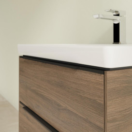 Тумба под раковину Villeroy & Boch Subway 3.0 57,2х57,6 см ДСП/алюминий дуб аризона/черный вулкан C578L1VH