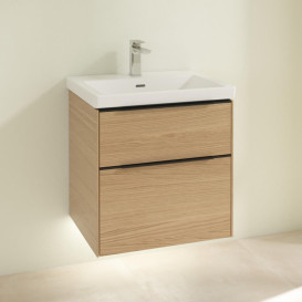 Тумба под раковину Villeroy & Boch Subway 3.0 57,2х57,6 см ДСП/алюминий дуб северный/черный вулкан C578L1VJ