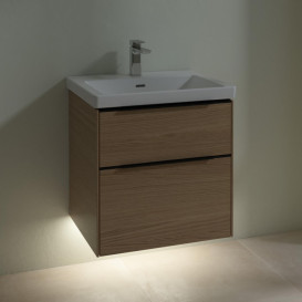 Тумба под раковину Villeroy & Boch Subway 3.0 57,2х57,6 см ДСП/алюминий дуб северный/черный вулкан C578L1VJ