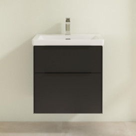Тумба под раковину Villeroy & Boch Subway 3.0 57,2х57,6 см ДСП/алюминий черный вулкан/черный вулкан C578L1VL