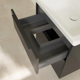 Тумба под раковину Villeroy & Boch Subway 3.0 57,2х57,6 см ДСП/алюминий черный вулкан/черный вулкан C578L1VL