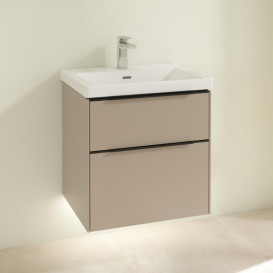 Тумба под раковину Villeroy & Boch Subway 3.0 57,2х57,6 см ДСП/алюминий тауп/черный вулкан C578L1VM