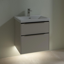 Тумба под раковину Villeroy & Boch Subway 3.0 57,2х57,6 см ДСП/алюминий серый кашемир/черный вулкан C578L1VN