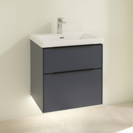 Тумба під раковину Villeroy & Boch Subway 3.0 57,2х57,6 см ДСП/алюміній морський синій/чорний вулкан C578L1VQ