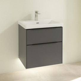 Тумба под раковину Villeroy & Boch Subway 3.0 57,2х57,6 см ДСП/алюминий графит/черный вулкан C578L1VR