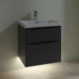 Тумба под раковину Villeroy & Boch Subway 3.0 57,2х57,6 см ДСП/алюминий графит/черный вулкан C578L1VR