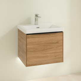 Тумба под раковину Villeroy & Boch Subway 3.0 52,3х42,9 см ДСП/алюминий дуб канзас/черный вулкан C579L1RH