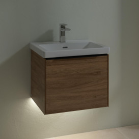 Тумба під раковину Villeroy & Boch Subway 3.0 52,3х42,9 см ДСП/алюміній дуб канзас/чорний вулкан C579L1RH