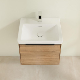 Тумба под раковину Villeroy & Boch Subway 3.0 52,3х42,9 см ДСП/алюминий дуб канзас/черный вулкан C579L1RH