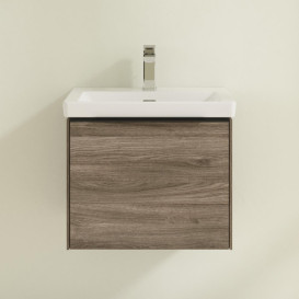 Тумба под раковину Villeroy & Boch Subway 3.0 52,3х42,9 см ДСП/алюминий дуб каменный/черный вулкан C579L1RK