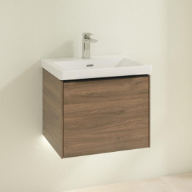 Тумба под раковину Villeroy & Boch Subway 3.0 52,3х42,9 см ДСП/алюминий дуб аризона/черный вулкан C579L1VH