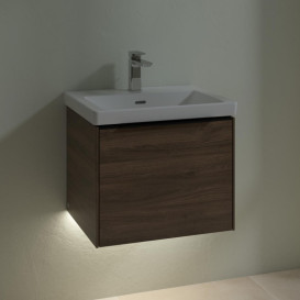 Тумба под раковину Villeroy & Boch Subway 3.0 52,3х42,9 см ДСП/алюминий дуб аризона/черный вулкан C579L1VH