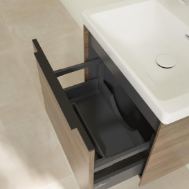 Тумба под раковину Villeroy & Boch Subway 3.0 52,3х42,9 см ДСП/алюминий дуб аризона/черный вулкан C579L1VH