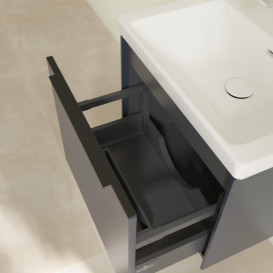 Тумба под раковину Villeroy & Boch Subway 3.0 52,3х42,9 см ДСП/алюминий морской синий/черный вулкан C579L1VQ