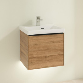 Тумба под раковину Villeroy & Boch Subway 3.0 47,3х42,9 см ДСП/алюминий дуб канзас/черный вулкан C580L1RH