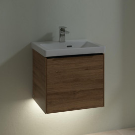 Тумба под раковину Villeroy & Boch Subway 3.0 47,3х42,9 см ДСП/алюминий дуб канзас/черный вулкан C580L1RH