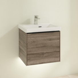 Тумба під раковину Villeroy & Boch Subway 3.0 47,3х42,9 см ДСП/алюміній дуб кам'яний/чорний вулкан C580L1RK