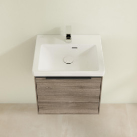 Тумба під раковину Villeroy & Boch Subway 3.0 47,3х42,9 см ДСП/алюміній дуб кам'яний/чорний вулкан C580L1RK