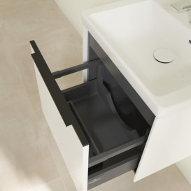 Тумба під раковину Villeroy & Boch Subway 3.0 47,3х42,9 см ДСП/алюміній білий діамант/чорний вулкан C580L1VE