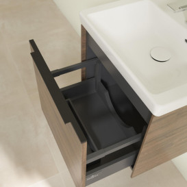 Тумба под раковину Villeroy & Boch Subway 3.0 47,3х42,9 см ДСП/алюминий дуб аризона/черный вулкан C580L1VH