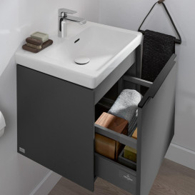 Тумба под раковину Villeroy & Boch Subway 3.0 47,3х42,9 см ДСП/алюминий графит/черный вулкан C580L1VR