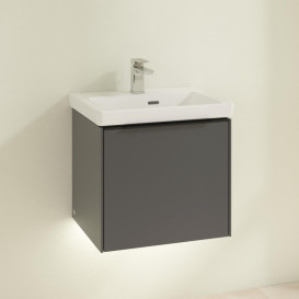Тумба под раковину Villeroy & Boch Subway 3.0 47,3х42,9 см ДСП/алюминий графит/черный вулкан C580L1VR