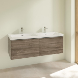 Тумба под раковину Villeroy & Boch Subway 3.0 127,2х42,9 см ДСП/алюминий каменный дуб/черный вулкан C56701RK