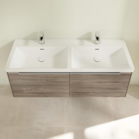 Тумба под раковину Villeroy & Boch Subway 3.0 127,2х42,9 см ДСП/алюминий каменный дуб/черный вулкан C56701RK