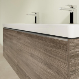 Тумба под раковину Villeroy & Boch Subway 3.0 127,2х42,9 см ДСП/алюминий каменный дуб/черный вулкан C56701RK