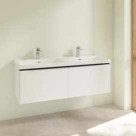 Тумба під раковину Villeroy & Boch Subway 3.0 127,2х42,9 см ДСП/алюміній діамантовий білий/чорний вулкан C56701VE