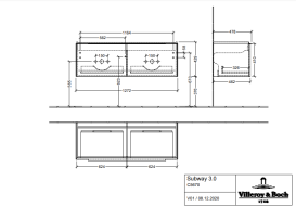 Тумба под раковину Villeroy & Boch Subway 3.0 127,2х42,9 см ДСП/алюминий дуб северный/черный вулкан C56701VJ