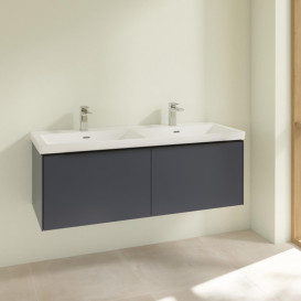 Тумба под раковину Villeroy & Boch Subway 3.0 127,2х42,9 см ДСП/алюминий морской синий/черный вулкан C56701VQ