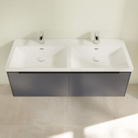 Тумба под раковину Villeroy & Boch Subway 3.0 127,2х42,9 см ДСП/алюминий морской синий/черный вулкан C56701VQ