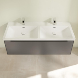 Тумба под раковину Villeroy & Boch Subway 3.0 127,2х42,9 см ДСП/алюминий графит/черный вулкан C56701VR