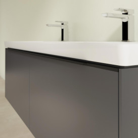 Тумба под раковину Villeroy & Boch Subway 3.0 127,2х42,9 см ДСП/алюминий графит/черный вулкан C56701VR