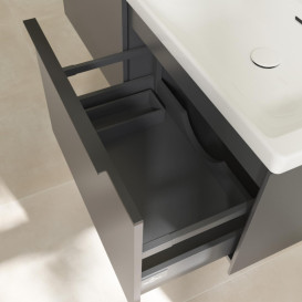 Тумба под раковину Villeroy & Boch Subway 3.0 127,2х42,9 см ДСП/алюминий графит/черный вулкан C56701VR