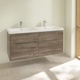 Тумба под раковину Villeroy & Boch Subway 3.0 127,2х57,6 см ДСП/алюминий дуб каменныйC56800RK