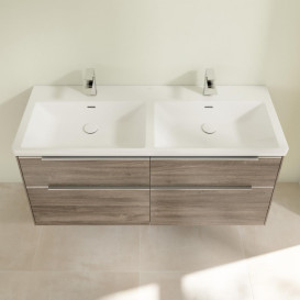 Тумба под раковину Villeroy & Boch Subway 3.0 127,2х57,6 см ДСП/алюминий дуб каменныйC56800RK