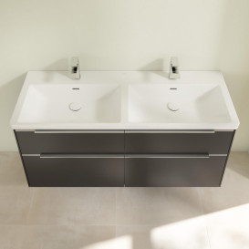 Тумба под раковину Villeroy & Boch Subway 3.0 127,2х57,6 см ДСП/алюминий черный вулкан C56800VL