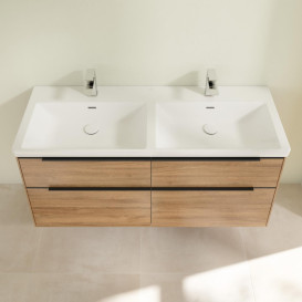 Тумба под раковину Villeroy & Boch Subway 3.0 127,2х57,6 см ДСП/алюминий дуб канзас/черный вулкан C56801RH