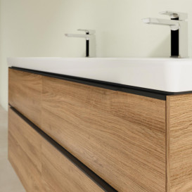 Тумба под раковину Villeroy & Boch Subway 3.0 127,2х57,6 см ДСП/алюминий дуб канзас/черный вулкан C56801RH