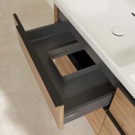 Тумба под раковину Villeroy & Boch Subway 3.0 127,2х57,6 см ДСП/алюминий дуб канзас/черный вулкан C56801RH