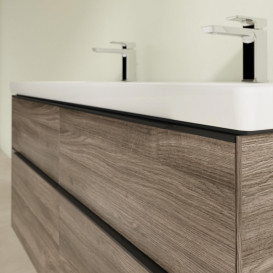 Тумба под раковину Villeroy & Boch Subway 3.0 127,2х57,6 см ДСП/алюминий дуб каменный/черный вулкан C56801RK