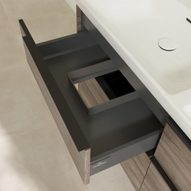 Тумба под раковину Villeroy & Boch Subway 3.0 127,2х57,6 см ДСП/алюминий дуб каменный/черный вулкан C56801RK