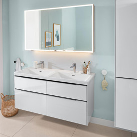 Тумба под раковину Villeroy & Boch Subway 3.0 127,2х57,6 см ДСП/алюминий бриллиантовый белый/черный вулкан C56801VE