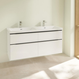 Тумба под раковину Villeroy & Boch Subway 3.0 127,2х57,6 см ДСП/алюминий бриллиантовый белый/черный вулкан C56801VE