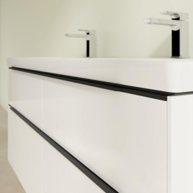 Тумба под раковину Villeroy & Boch Subway 3.0 127,2х57,6 см ДСП/алюминий бриллиантовый белый/черный вулкан C56801VE