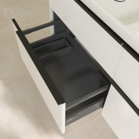 Тумба под раковину Villeroy & Boch Subway 3.0 127,2х57,6 см ДСП/алюминий бриллиантовый белый/черный вулкан C56801VE