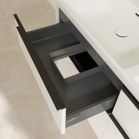 Тумба под раковину Villeroy & Boch Subway 3.0 127,2х57,6 см ДСП/алюминий бриллиантовый белый/черный вулкан C56801VE