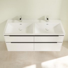 Тумба під раковину Villeroy & Boch Subway 3.0 127,2х57,6 см ДСП/алюміній чистий білий/чорний вулкан C56801VF